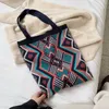 Worki wieczorowe Lady Knitting Gypsy Bohemian Boho Chic aztec tote torba Kobiet szydełka wełniana otwarta torba na tophandle torebka codzienna torebka 220913