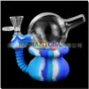 4.6 "Silikon Bong Water Pipes Hookahs Creative Marbles Water Transfer Printed Glass Mini Bubbler Bongs Hookah Free Bowl Dabber Tools Dab Rig