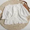 Women's Polos Hollowed Out Crochet Short Sleeve Shirt Women 2022 Summer Korean Knitted Cardigan Top Fashion Versatile Casual Chemise Femme