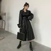 여자 트렌치 코트 여자 블랙 코트 여성 2022 Long Jacket Womens Fashion Loose Vintage 따뜻한 가을 의류 스트리트웨어 chaqueta