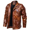 Cuir pour hommes Faux cuir hommes automne et hiver à manches longues veste en cuir de couleur unie grande taille M-5XLpu revers multi-poches manteau de moto 220913