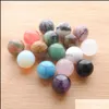 Loose Gemstones 18Mm Round Ball Loose Gemstone No Hole For Jewelry Making Women Diy Bracelet Necklace Spacer Beads Amethyst Lulubaby Dhd1R