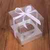 Emballage cadeau 12 pièces argent clair en plastique Cupcake emballage boîte gâteau faveurs boîte conteneur mariage fête Cupcake boîtes cadeau boîte fournitures ruban 220913