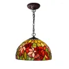 Pendant Lamps Retro Rustic Rural Kitchen Island Tiffanylamp Led E27 Hanging Lights Stained Glass Lamp Light For Dining Room Bedroom