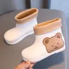 Boots Cute Cartoon Bear Children Rain Boots Fashion Soft Plush Warm Boys Girls Rainboots Waterproof PVC Anti Slip Kids Water Shoes 220913