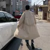Gabardina para Hombre, abrigo holgado de gran tamaño liso con doble botonadura, ropa de calle que combina con todo, fajas con cuello vuelto, moda coreana para Hombre 220913