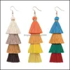 Dangle Chandelier 10 Colors Bohemian Statement MTI 레이어 Tassel Earrings Gradient Color Long Tree Christmas Womend Handm Carshop2006 DHJ4J