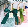 Present Wrap 5/10pcs Presentväska med Bow Ribbon Souvenir Tote Bag Wedding Favors For Gäster Transparent Candy Boxes Party Distributions Bags 220913