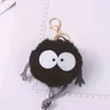 Anahtarlık Anime Spirited Totoro Anahtarlık siyah briketler bacaklı peluş anahtar zincirleri araba çantası sarkık cazibe hava pedalları aksesuarları t220909