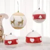 Party Decoration Christmas Tree Pendants Prop Gifts Supplies White Xmas Ornament Ball Decor Santa 2Pc/3Pcs Flocking 8CM Plastic Red