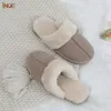 Pantoufles INOE vache daim cuir peluche fourrure doublé femmes décontracté hiver pantoufles demi intérieur maison chaussures chaud confortable maison loisirs appartements 220913