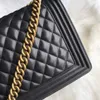 12A All-New Mirror Designer Quality Lambskin Caviar Boy Bags Medium 28cm Luxurys Handbags Womens Genuine Leather Quilted Flap Purse Black Shoulder Gold Chain Box Bag