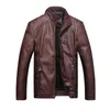 Men's Leather Faux Motorcycle Jacket Stand Winter Bomber Brand High Quality PU Outerwear Business Coat Tops C92 220913