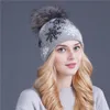 Beanieskull Caps Xthree Real Mink Pom Poms Wool Rabbit Fur Knited Hat Winter For Women Girls Beanies Christmas Snow 220913