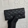 Carteira da mulher Designer de luxo embreagem bolsa de moeda de pele de carneira longa bolsa de passaporte flip caviar key estojo de couro genuíno padrão de grade de cheiro de chão de gado