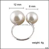 Avec pierres latérales Bague de perles réglable de luxe européenne et américaine avec pierres latérales 925 Sier élégant double pour les femmes Gir Bdejewelry Dhsci