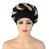 Berets Already Made Turbans For Women Head Wrap African Hat Cover Muslim Auto Gele Aso Oke Headwear Bonnets2970874