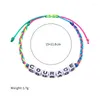 Bangle Cute Children Colorful Rope Chain Letters Positiva energi Engelska ord Candy Color Acrylic Charm 2023 Fashion Jewelry