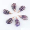 Anhänger Halsketten Großhandel Natürliche Edelstein Amethyst Kupferdraht Wrap Anhänger Irregar Geometrische Perle Rose Gold Farbe Baumeln Lulubaby Dhtfb