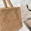 Luxury Teddy Wool Tote Bag for Women - Spacious 41cm Shoulder Bag with 2 External Pockets, Ideal for Shopping and Daily Use.