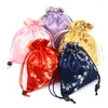 Emballage cadeau 10 pièces fleur Style chinois brocart de soie sac porte-bonheur petit cordon bijoux emballage Bracelet lavande pochette Sachet