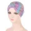 Cappelli da beanie pieghettati in tessuto glitter Women musulmani avvolgendo il copricapo turbante Testaggio africano Femme Bandanas Elastico Bandanas Cappello