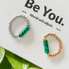 Cluster Rings Ins Style Pierre Naturelle Pour Les Femmes Améthyste Malachite Opale Bohème Multi Couleur À La Main En Acier Inoxydable Anneau Réglable