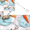 Spoons Stainless Steel Dessert Spoon Shovel Shape Forks Tea Coffee Stirring Cake Ice Cream Fruit Fork Cafe Sugar Spoons Drop Delivery Dhe7X