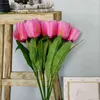 Faux Floral Greenery 510Pcs New Silk Luxury Tulip 46Cm Artificial Flower Real Touch Fake Flower Bouquet For Wedding Decoration at Home Yarn Decor J220906
