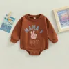 Rompers födda Baby Boys Girls Crewneck Sweatshirts Romper Klädbrev Floral Tryck långärmad lapptäcke Jumpsuits Autumn Clothes 220913