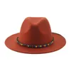 نساء قبعة القبعات الشتوية للنساء قبعة القبعة فيدورا شعرت رعاة البقر الغربية السلسلة الصلبة عارضة شتاء عريض على نطاق واسع