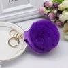 Keychains 25 Color Rex Rabbit Pompom Keychain Hair Ball Portable Make-Up Folding Double-Sided Mirror Key Chain Bag Pendant Cosmetic Mirror T220909