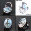 Bague Solitaire Anneau Réglable Pierre Naturelle Opale Perle Cuivre Antique Anneaux Pour Femmes Homme Doigt Bijoux Fil Enroulé Arbre Bdejewelry Dhfyv