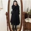 Women's Wool Blends Women's Coat Winter Korean Fashion Long ed Thickened Woolen for Women Black Harajuku 220912