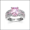 Solitaire ring mode smycken kvinnor män mtiple färg ring kunzite onyx morganit ädelstenar 12st 925 sterling sier bröllop flowe vipjewel dhngh