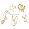耳のカフアメリカンニューファッションレディースシンプルな耳カフイヤリングパーソナリティMticolor Gold Sier Leaf Dangle Charmer for G Yydhhome dhof3