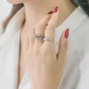 Alyanslar Bohem Vintage büyük harf yüzüğü kadınlar için boho antika gümüş renk mızrak takı anillo