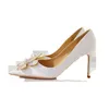 2022 New White Wedding Shoes Pointed Toe Stiletto Satin High Heels for Women