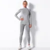 Pantalon deux pièces pour femmes femmes sans couture ensemble Fitness sport costumes vêtements de sport entraînement chemises à manches longues taille haute course Leggings pantalons costumes 220913