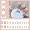 False Nails 24PCS Midi Press On Cute Rhinestones Full Coverage Artificial Removable Save Time Fake NOV99