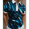 Herren Polos Luxus Sommer Herrenkleidung Hemden Casual Umlegekragen Reißverschluss Patchwork Arc Print Kurzarm T-Shirt Herren Tops