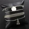 Link Bracelets TOBILO Simple Women Multilayer Chain Tassel Pendant Bracelet Set Dance Party Costume Jewellery Accessories