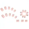 False Nails 24PCS Midi Press On Cute Rhinestones Full Coverage Artificial Removable Save Time Fake NOV99