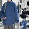 رجال swoodies sweatshirts الأزرق سحاب ألوان صلبة وافل سبيبر الربيع من طوق الذكور أزياء الملابس 220913