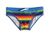 Men's Swimwear Fashion Rainbow Stripes Swimwear Man Swimming Short Sexy Pouch Pad Swimsuit Men Swim Wear Beach Surfing Swimsuit Sports Short J220913