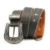 New Designer Rhinestone Belt Western Studded Belt Quality Genuine PU Leather Punk Bling Belts For Woman Man