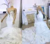 Gorgeou Mermaid Wedding Dree Bridal Gown Ruffle Tiered Skirt Beaded V Neck Beach Sweep Train Cutom Made Country Vetido De Novia Plu Size Etido Etido etido