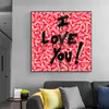 Toile Peinture Moderne Graffiti Street Art Je T'AIME Lettre Affiches et Gravures Mur Art Photo pour Salon Décor Cuadros PAS DE CADRE