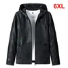 Men's Leather Faux Leather Autumn Winter PU Jacket Men Fashion Casual Leather Jackets Hooded Coat Travel Outdoor Outerwear Male Plus Size 6XL HB011 220913