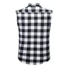 Men's Vests Fashion Cowboy Sleeveless Plaid Shirt Men Vest Casual Cotton Snap Shirts Mens Double Pocket Beach Party Vest Checkered Tops 220913